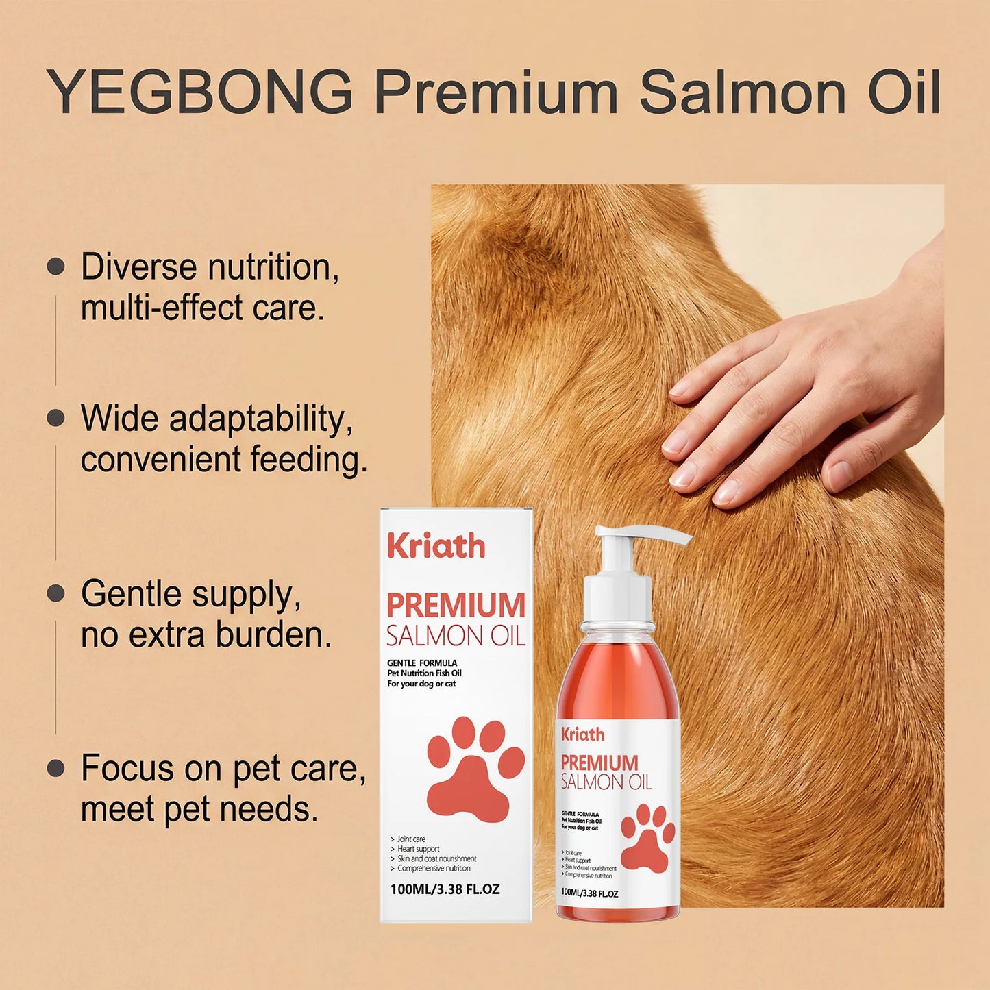 Premium Salmon Fish Oil For Pets Omega 3 Shiny Fur Immune Support Pets Coat Heart Health Dog Cat Heart Skin Nutrition Supplement