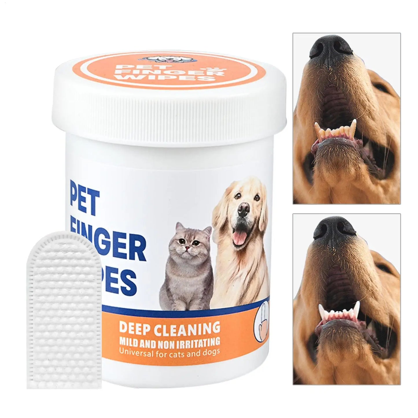 NEW Dog Finger Ear Wipes Soft Finger Cleaning Pads For Dog Ear Safe Plant-Based Cleanser Supplies For Pet Care Grooming Bathing