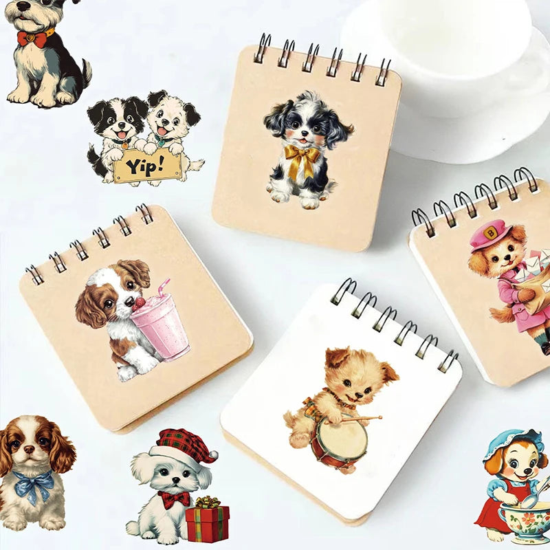 50PCS Cute Retro Dog Stickers Children DIY Stationery Box Handbag Laptop Guitar Helmet Self-adhesive Decoration Decals Toys Gift