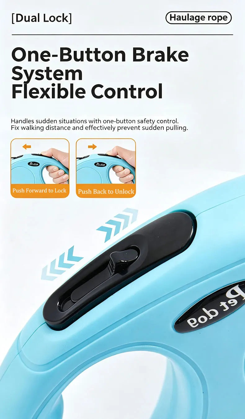 3M/5M Retractable Dog Leash Anti-Burst Dogs Lead for Outdoor Walking One Click Brake Pets Traction Rope for Small Medium Dogs