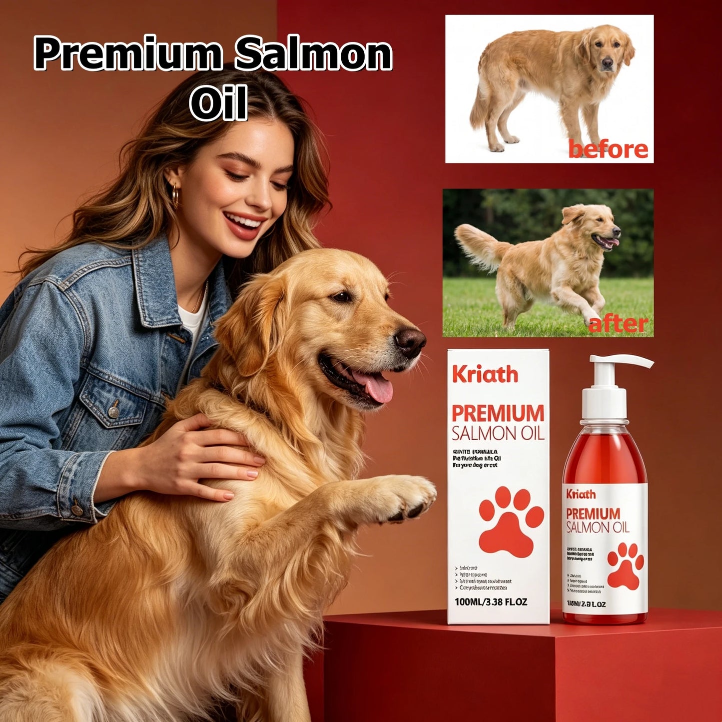 Premium Salmon Fish Oil For Pets Omega 3 Shiny Fur Immune Support Pets Coat Heart Health Dog Cat Heart Skin Nutrition Supplement