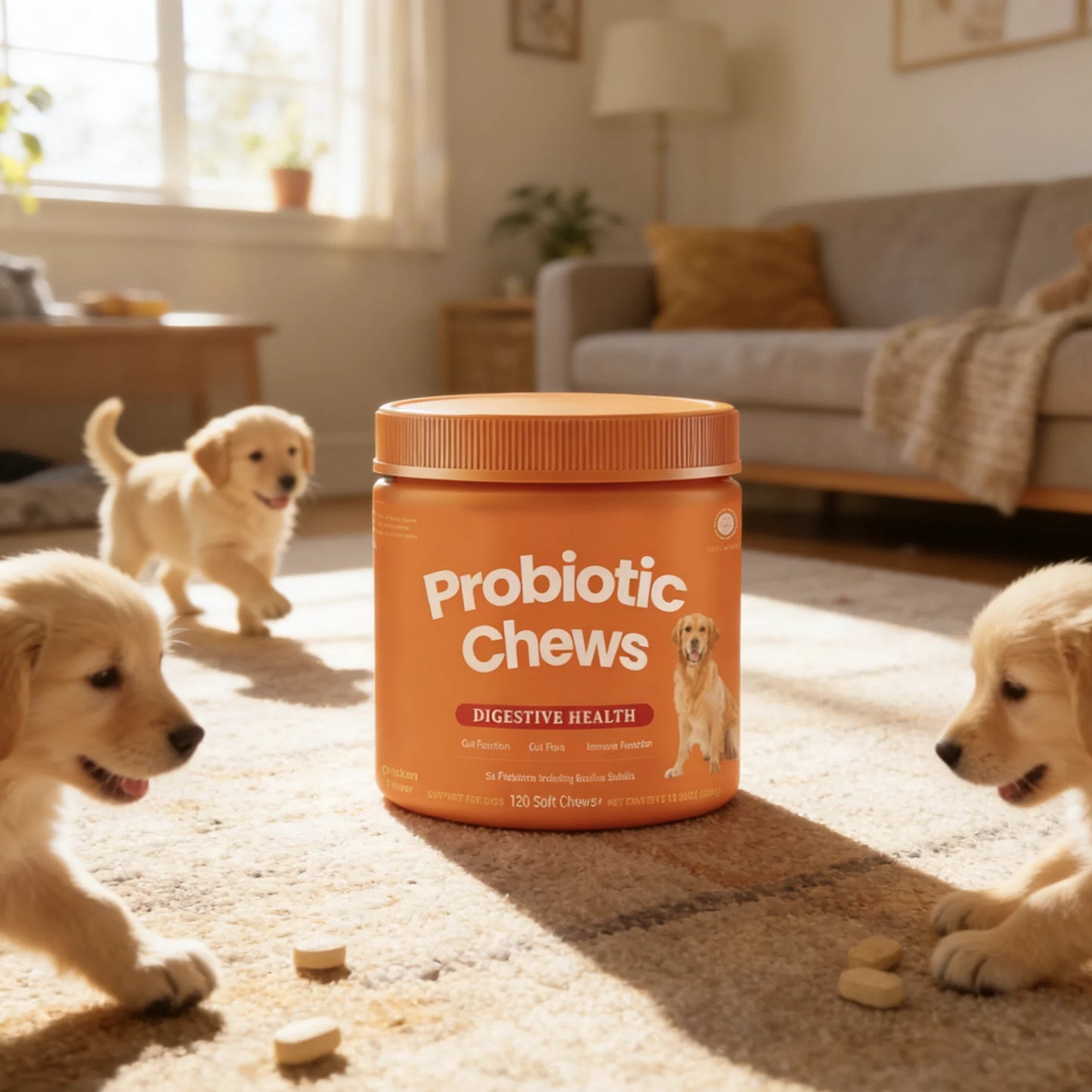 Dog Probiotic Chews  Digestive Health Support Chicken Flavor 120 Count Soft Chews Gut & Immune Support Supplement for Dogs