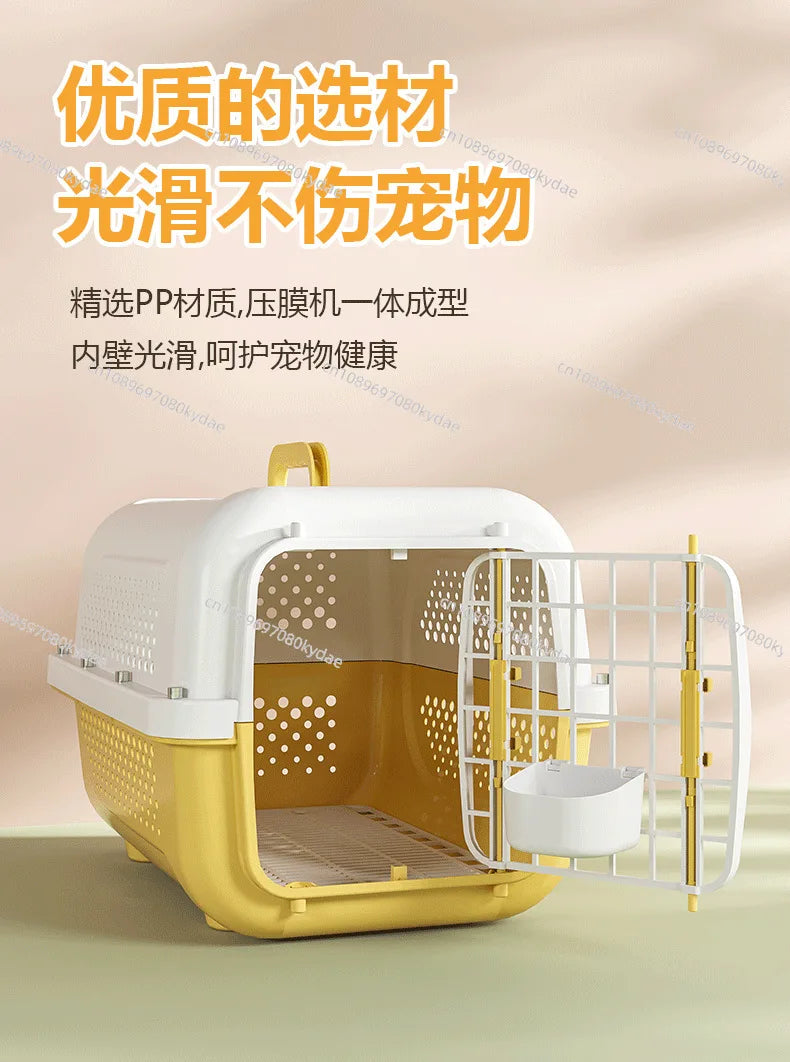 PP Airline Pet Crate Ventilated Travel Carrier Small Cat Dog Transport Box Cabin-Approved Portable Car Flight Kennel