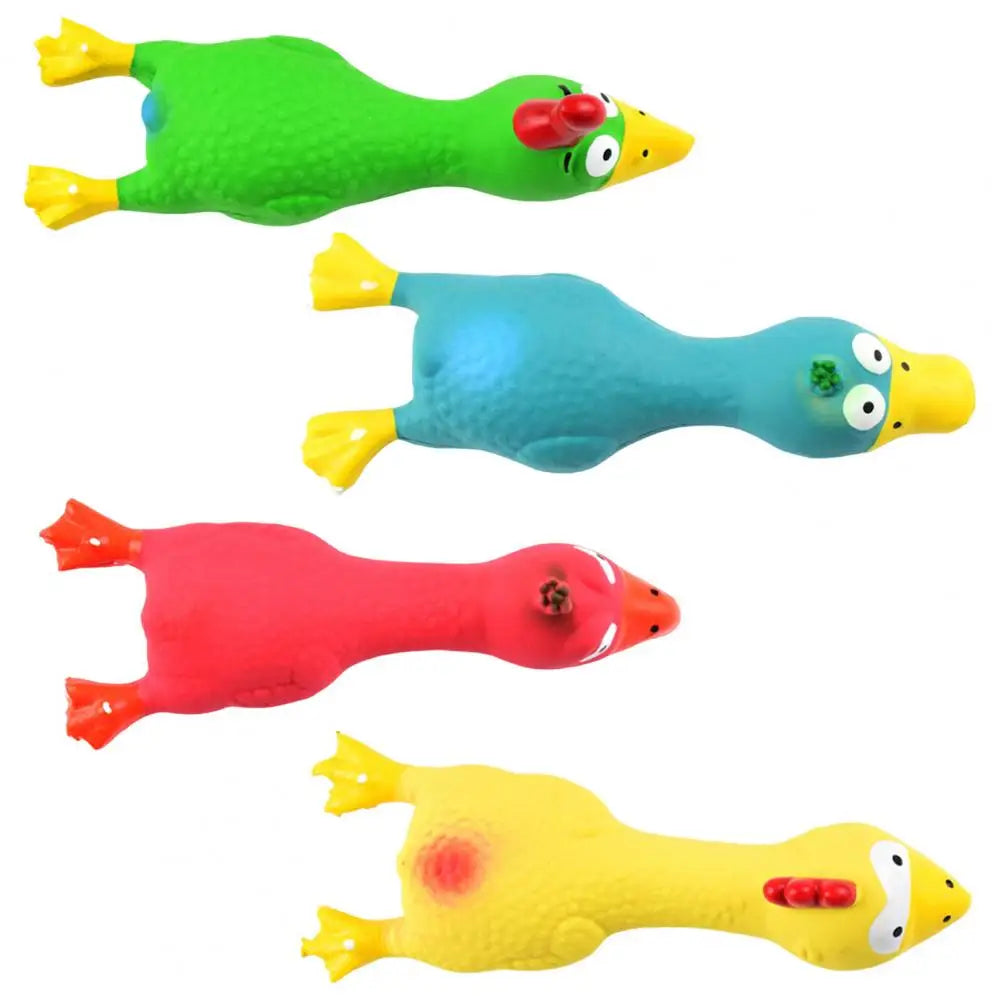 17*6.5cm Latex Chicken Dog Toy With Sound Boredom Relief Teeth Cleaning Molar Bite-Resistant Funny Squeaky Chicken Dog Chew Toy