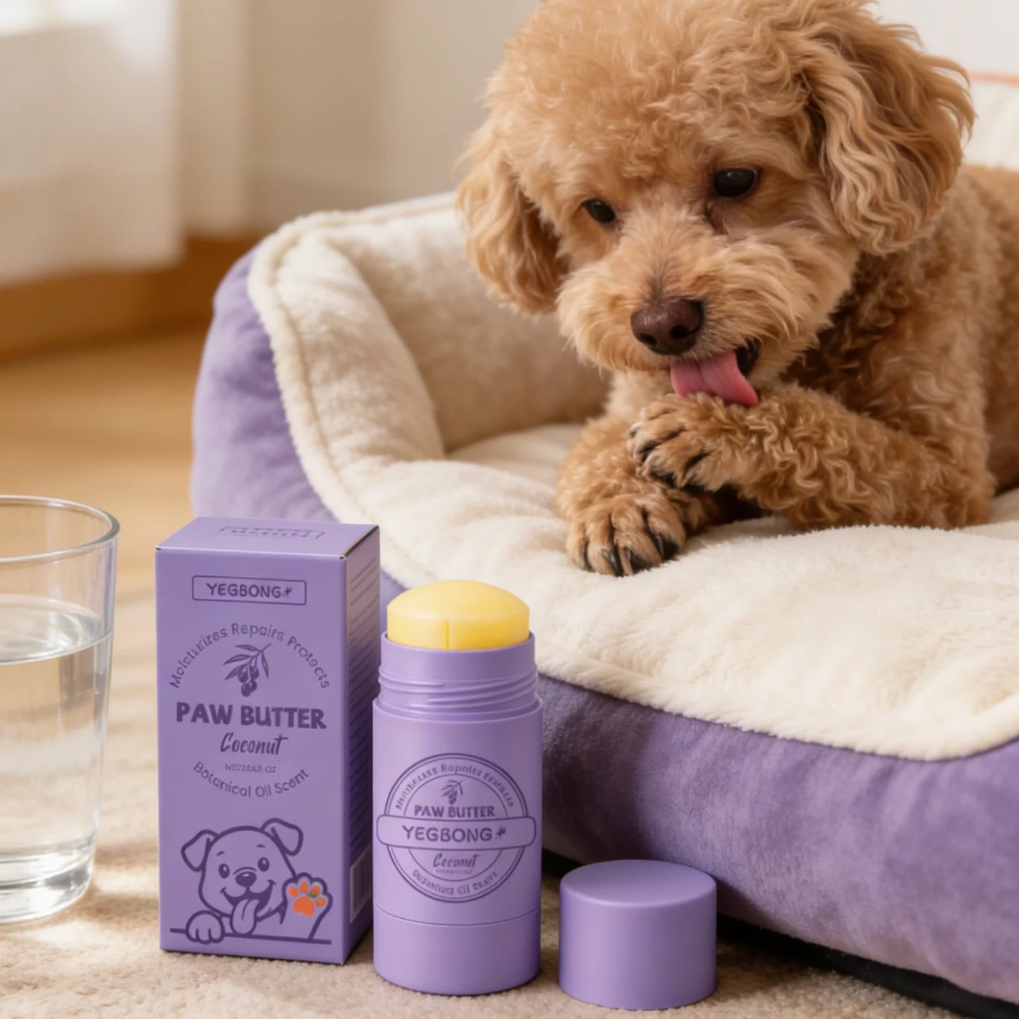 YEGBONG Paw Care Cream for Dogs Deep Moisturizing Improve Drying Not Slipping Coconut Oil Natural Ingredients Pet Paw Balm 30g