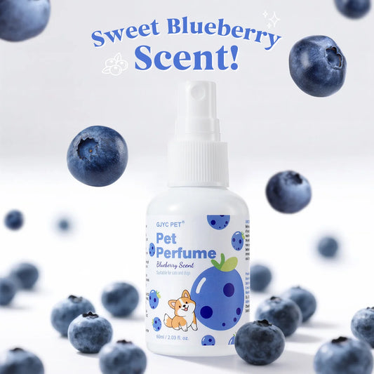 Pet Deodorizing Perfume Spray Dogs Cats Natural Long Lasting Fresh Scent Blueberry Grooming Alcohol-Free Odor Control Portable