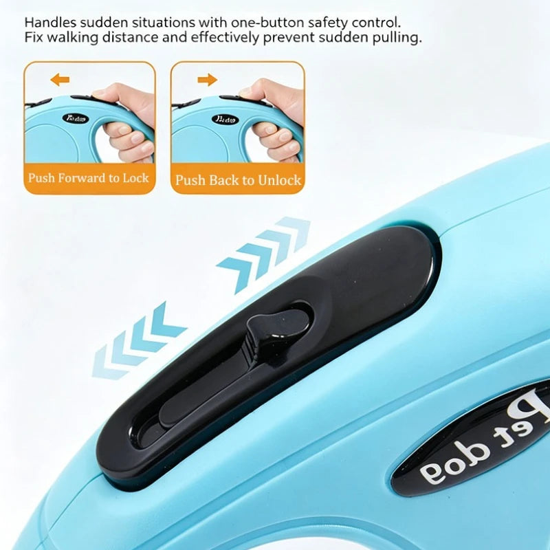 3M/5M Retractable Dog Leash Anti-Burst Dogs Lead for Outdoor Walking One Click Brake Pets Traction Rope for Small Medium Dogs
