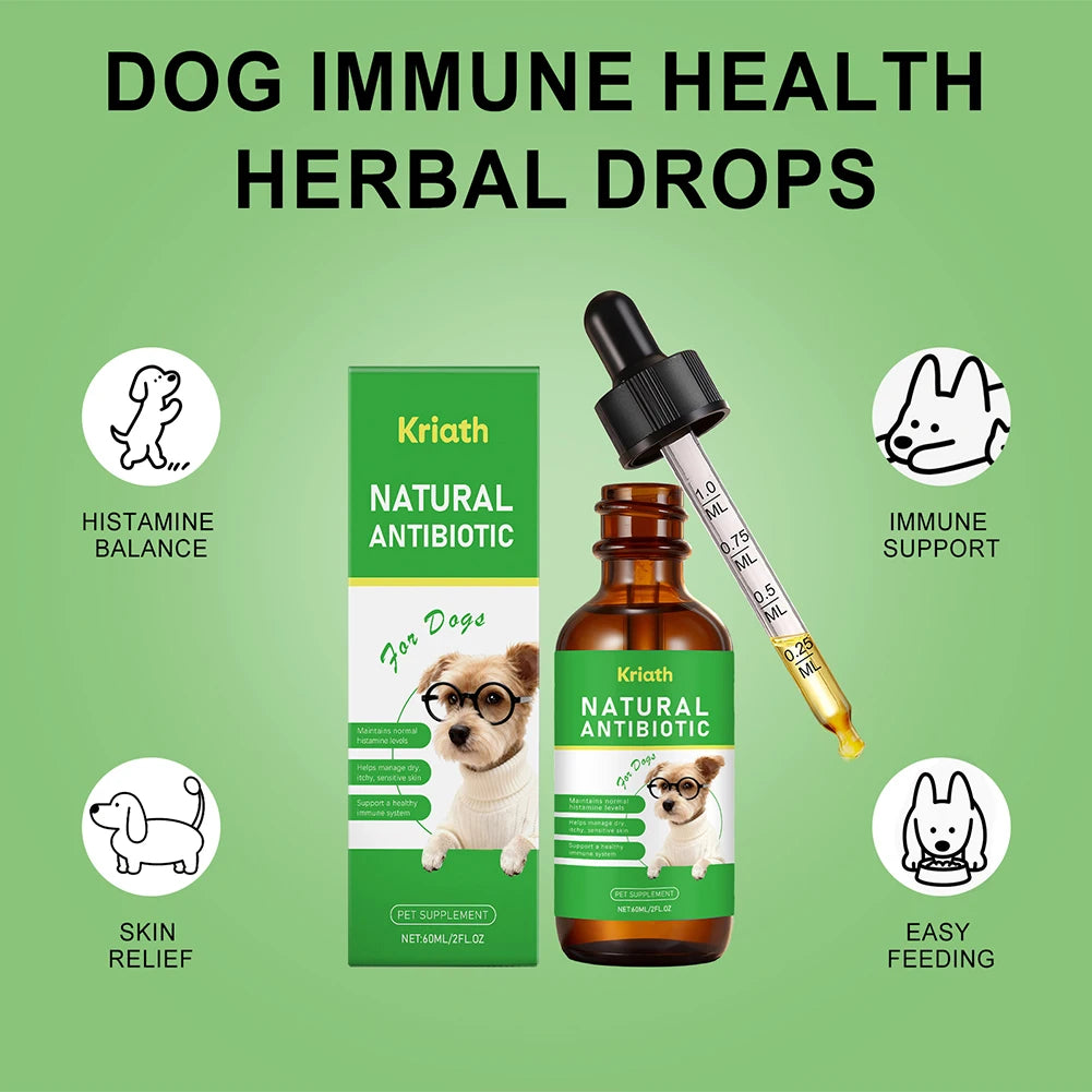 Dog Anxiety Relief Herbal Drops Natural Pet Calming Supplement Digestive Support Gentle Effective Strong Immunity Antibiotics