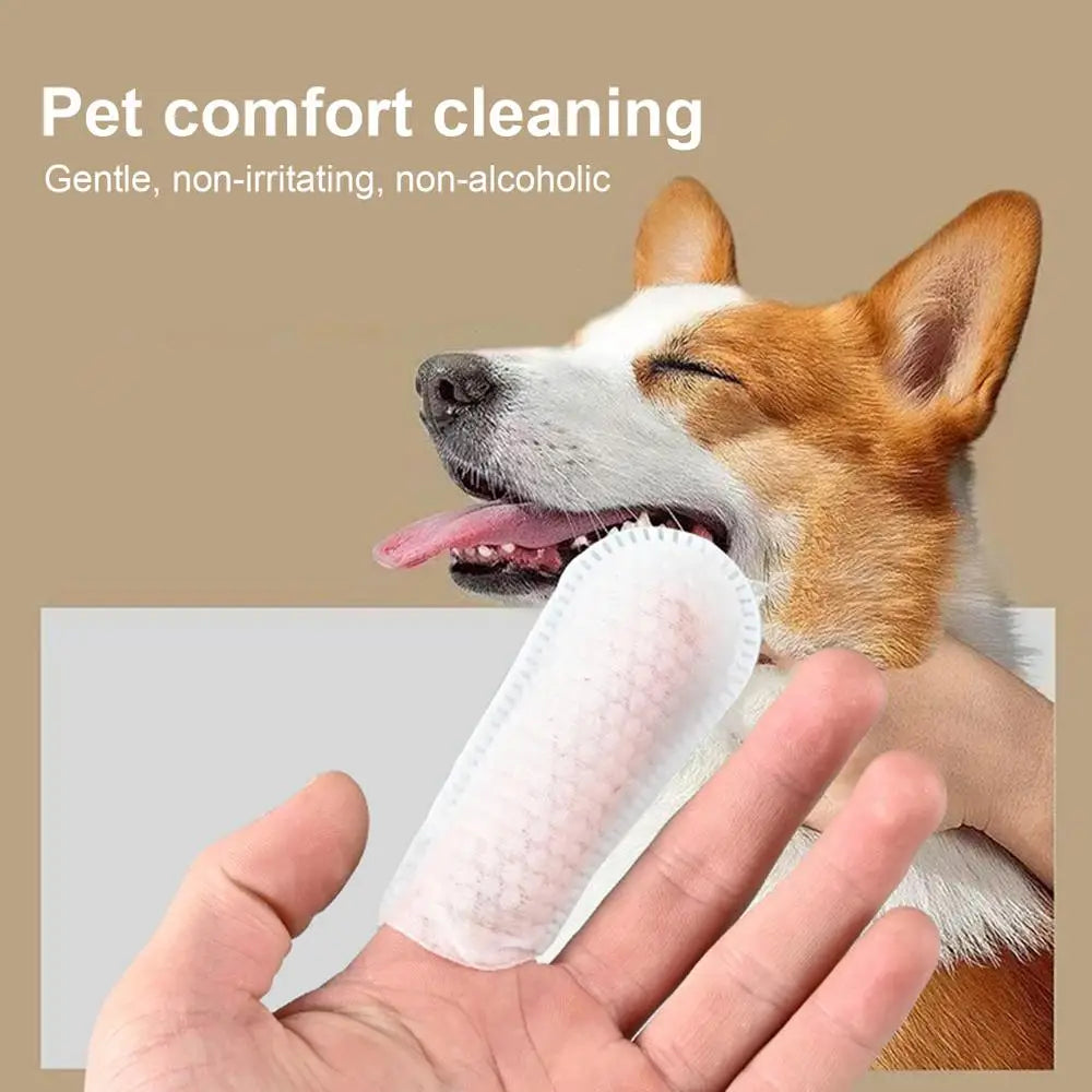 NEW Dog Finger Ear Wipes Soft Finger Cleaning Pads For Dog Ear Safe Plant-Based Cleanser Supplies For Pet Care Grooming Bathing
