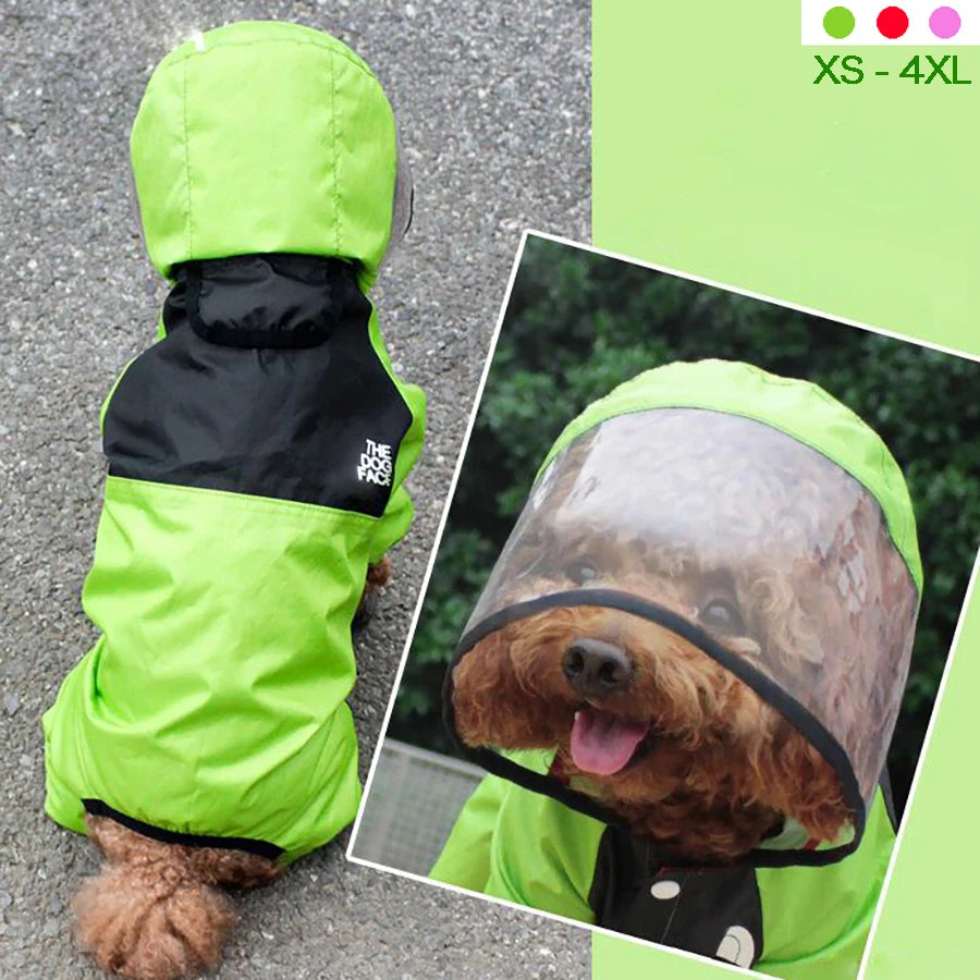 Pet Dog Raincoat Transparent Hooded Jumpsuit Dogs Waterproof Coat Water Resistant Clothes Dogs Cats Pet Jacket for Rainy Day