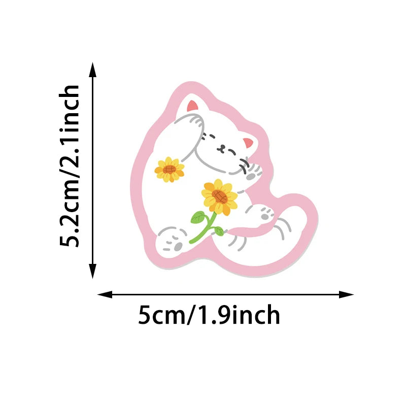 50PCS Colorful Edge Flower Cat Cartoon Graffiti Stickers DIY Stationery Suitcases Notebook Creative Aesthetics Decals Kids Toys