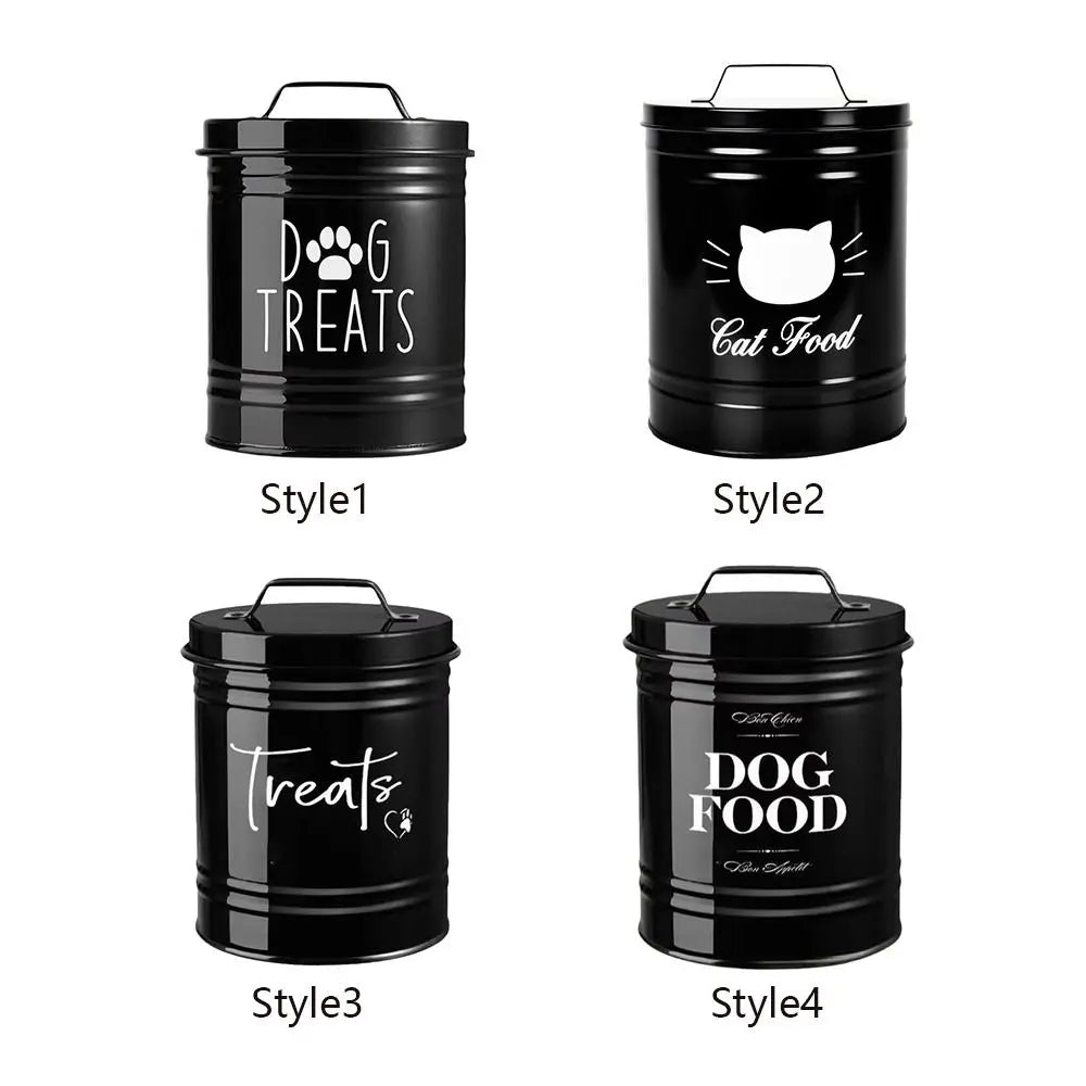 Large Capacity Dog Food Storage Container Airtight with Lids Pet Treat Container Moisture-Proof Metal Dog Treat Jar