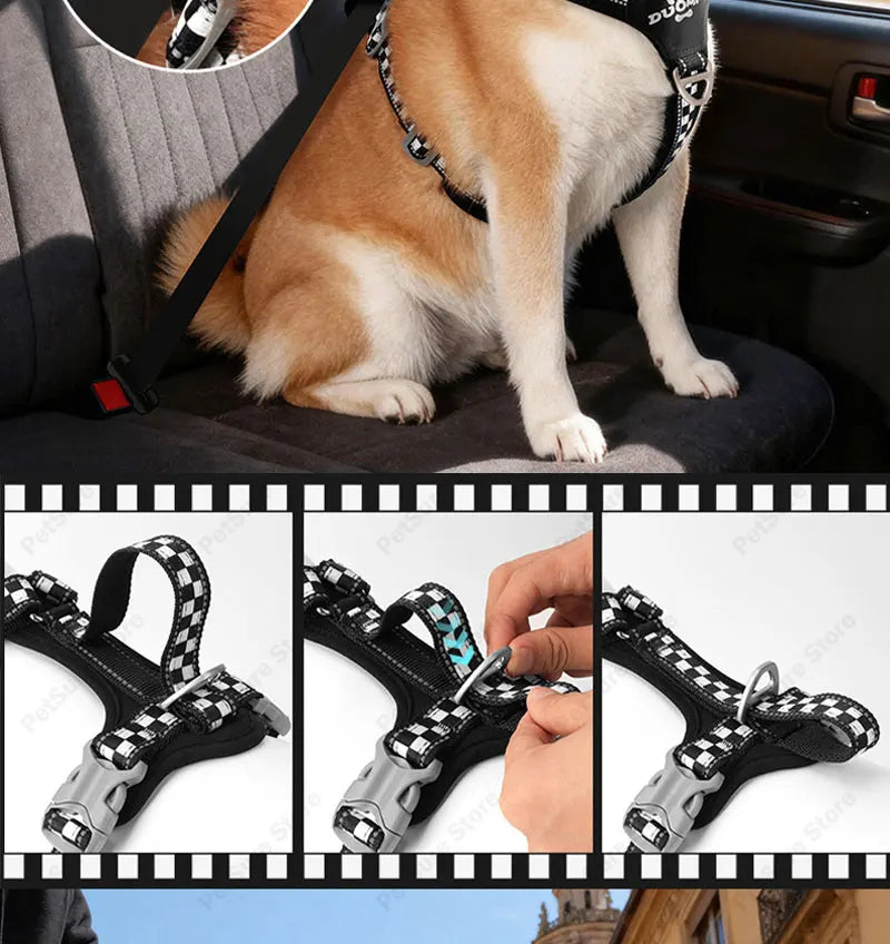 Escape Proof Dog Harness Soft Padded Full Body Pet Harness Reflective Adjustable No Pull Vest with Lift Handle and Leash Clip