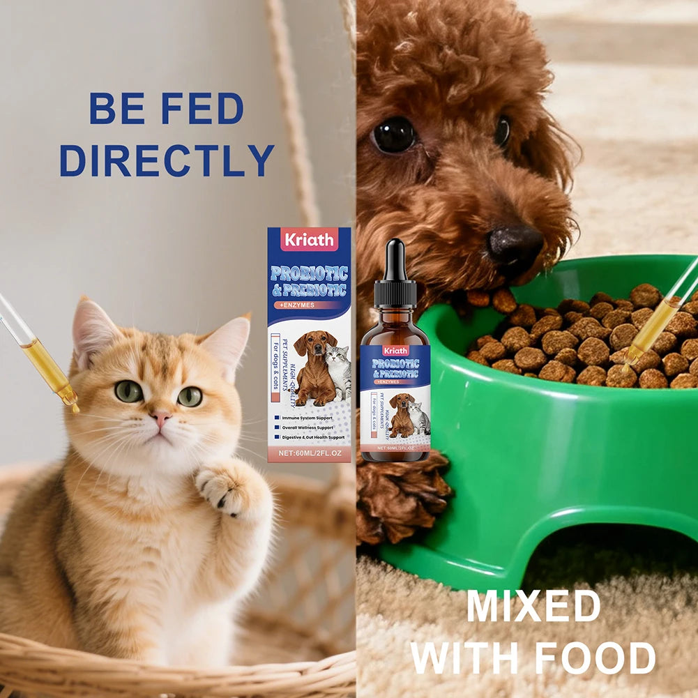 60ml Probiotic Care Drops For Dogs Cats Supports Health Digestion & Immunity Reduces Upset Stomach & Discomfort Health Pet Drops