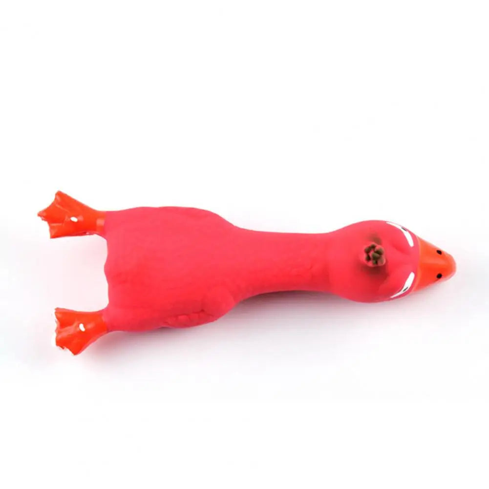 17*6.5cm Latex Chicken Dog Toy With Sound Boredom Relief Teeth Cleaning Molar Bite-Resistant Funny Squeaky Chicken Dog Chew Toy