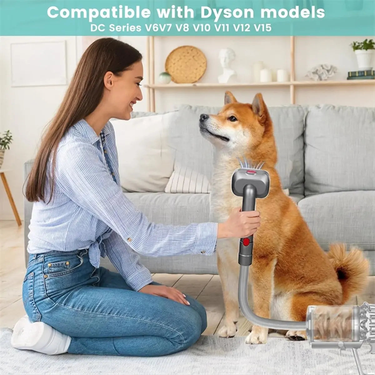 AB52 Pet Dog Grooming Kit for Vacuum V7 V8 V10 V11 V12 V15,Dog Grooming Brush Attachment,Dog Hair Groomer Tools