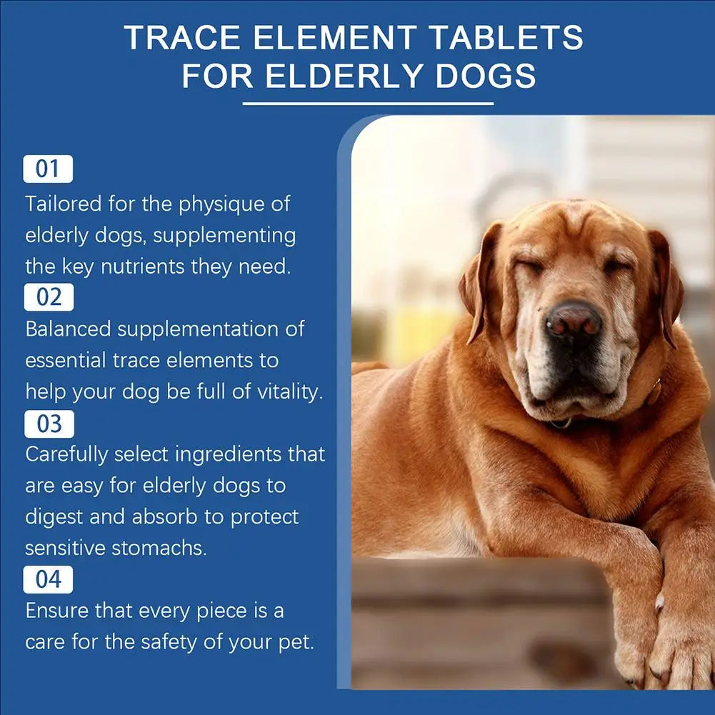 Trace Tablets For Elderly Dogs 80 Tablets Potent Antioxidants Mineral Joint Health Immune System Wellness Supplement