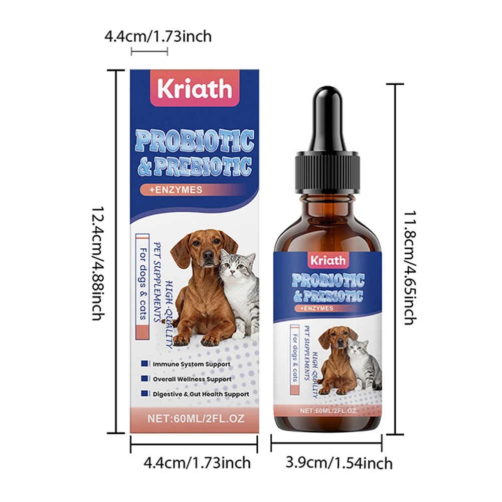 60ml Probiotic Care Drops For Dogs Cats Supports Health Digestion & Immunity Reduces Upset Stomach & Discomfort Health Pet Drops