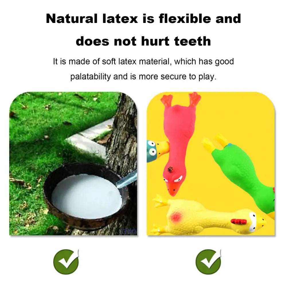 17*6.5cm Latex Chicken Dog Toy With Sound Boredom Relief Teeth Cleaning Molar Bite-Resistant Funny Squeaky Chicken Dog Chew Toy