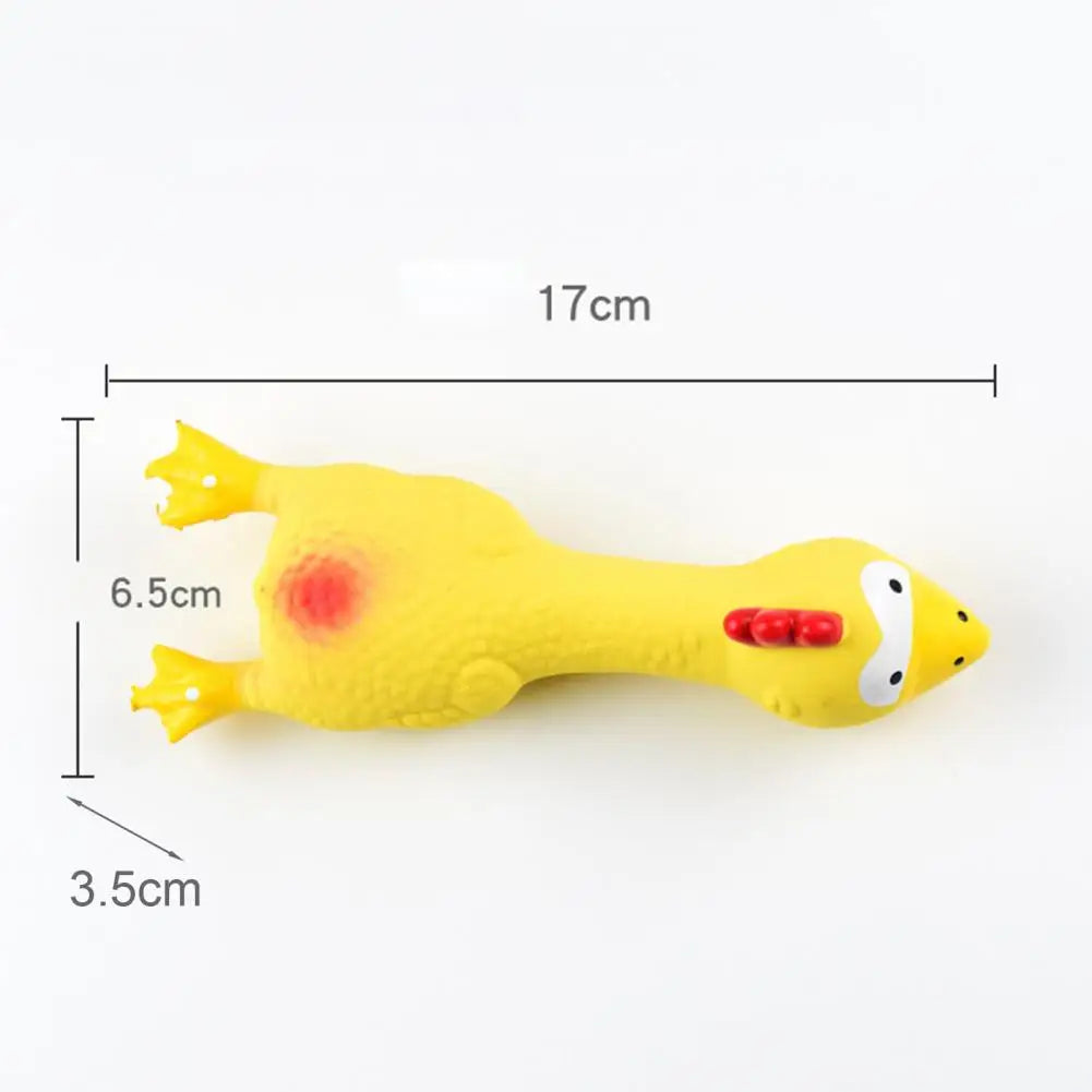 17*6.5cm Latex Chicken Dog Toy With Sound Boredom Relief Teeth Cleaning Molar Bite-Resistant Funny Squeaky Chicken Dog Chew Toy