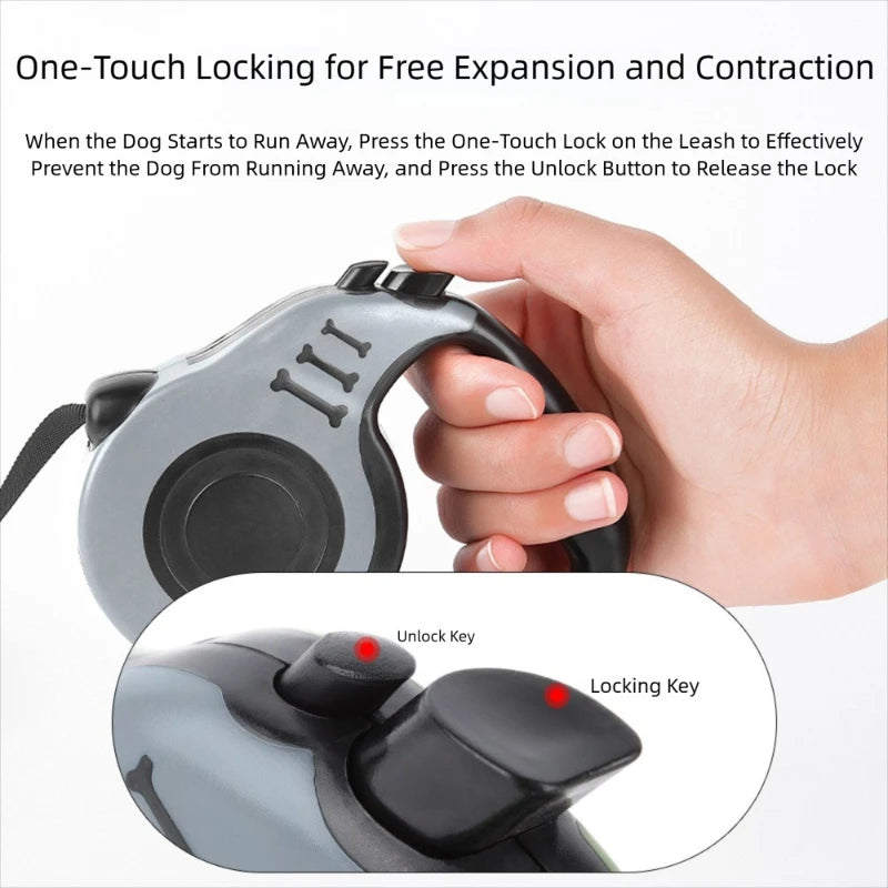 3 /5 M Dog Leash for Small Dogs Cat Automatic Retractable Durable Nylon Lead Puppy Outdoor Travel Walking Hiking Traction Rope