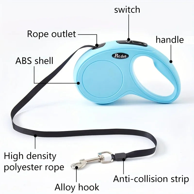 3M/5M Retractable Dog Leash Anti-Burst Dogs Lead for Outdoor Walking One Click Brake Pets Traction Rope for Small Medium Dogs