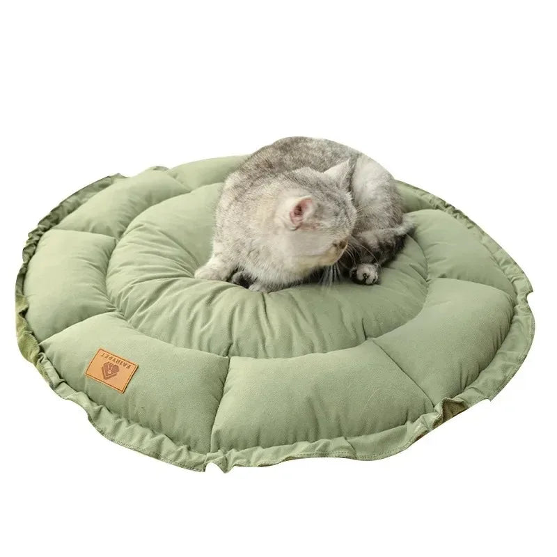 Round Cat Dog Bed Basket Plush Warm Winter Pet Cushion Nest Soft Sofa Sleeping Mat Reversible Shrink Drawstring Bed for Kittens
