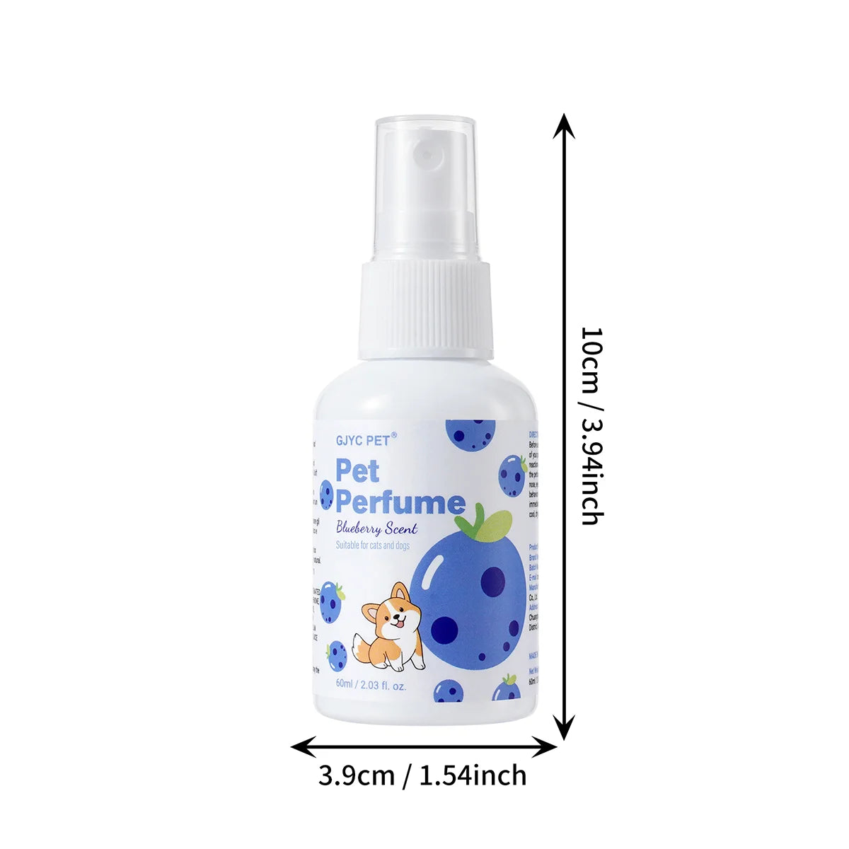 Pet Deodorizing Perfume Spray Dogs Cats Natural Long Lasting Fresh Scent Blueberry Grooming Alcohol-Free Odor Control Portable
