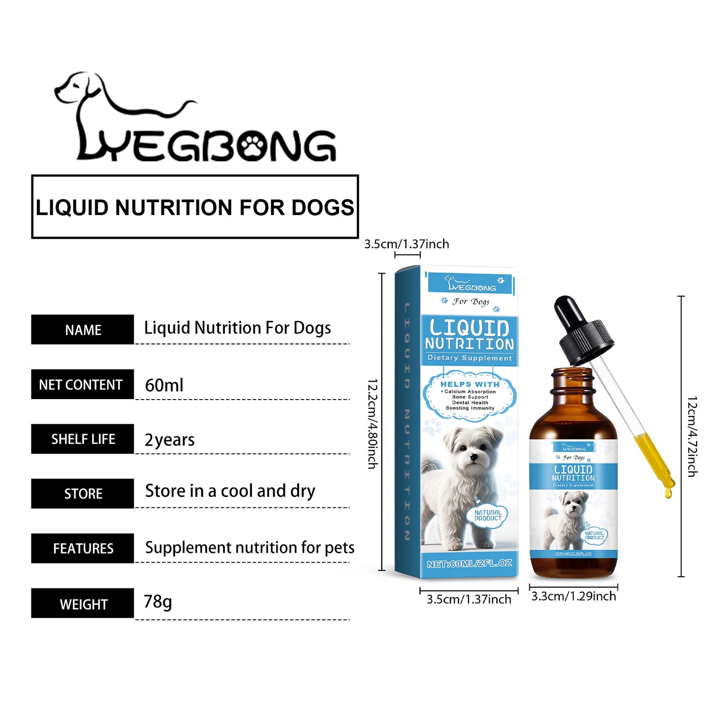 Strong Bones Pet Vitamin Supplement Drops Promote Calcium Absorption Boost Immunity Enhance Vitality Dietary Supplement Drops