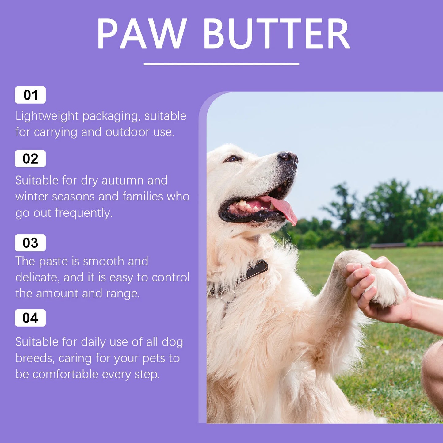 YEGBONG Paw Care Cream for Dogs Deep Moisturizing Improve Drying Not Slipping Coconut Oil Natural Ingredients Pet Paw Balm 30g