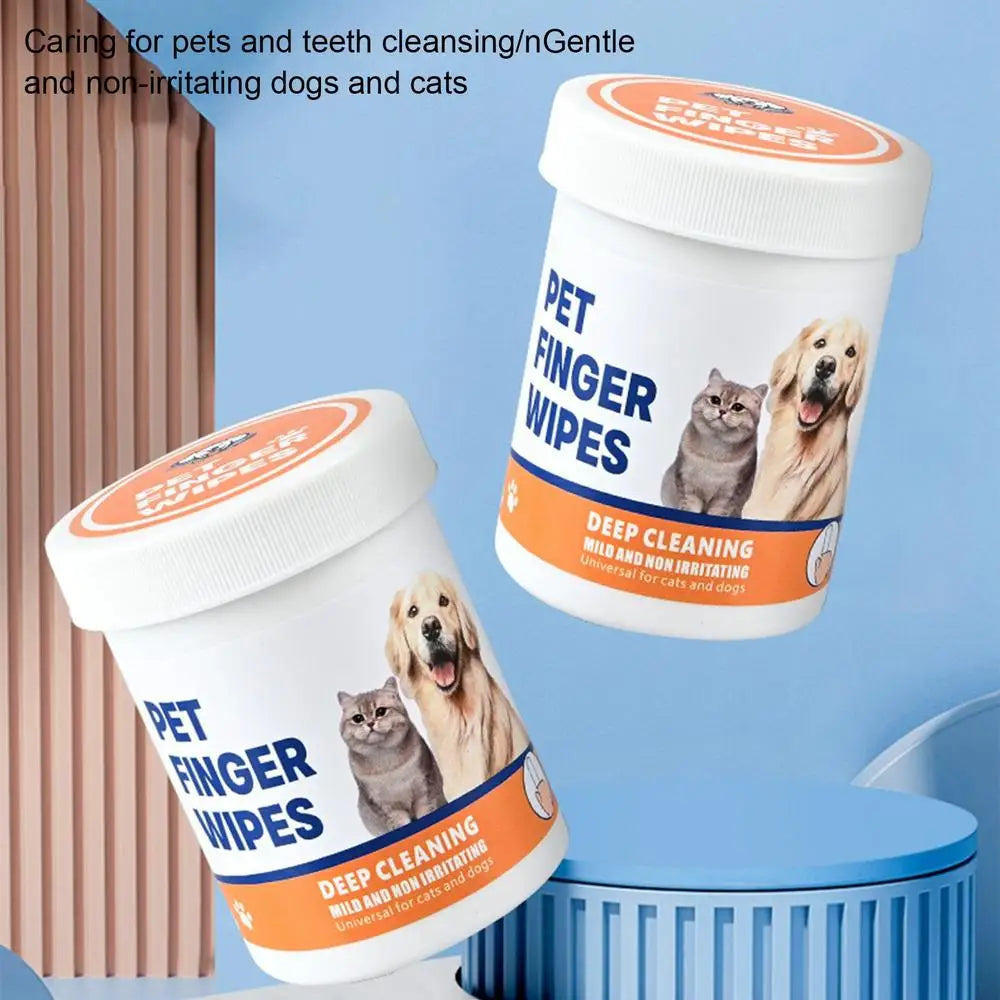 NEW Dog Finger Ear Wipes Soft Finger Cleaning Pads For Dog Ear Safe Plant-Based Cleanser Supplies For Pet Care Grooming Bathing