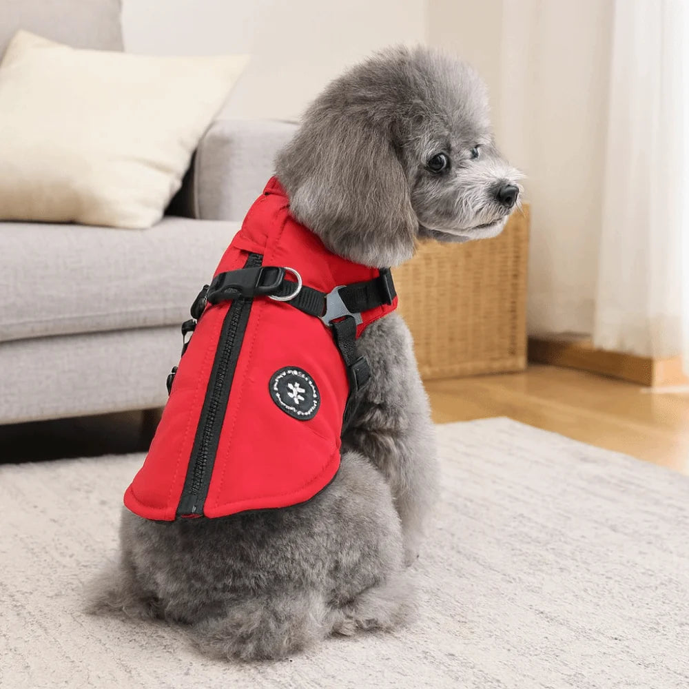 Waterproof Adjustable Dogs Down Clothes Warm Windproof Dog Coat with Harness Soft Dog Jacket for Dogs Cats