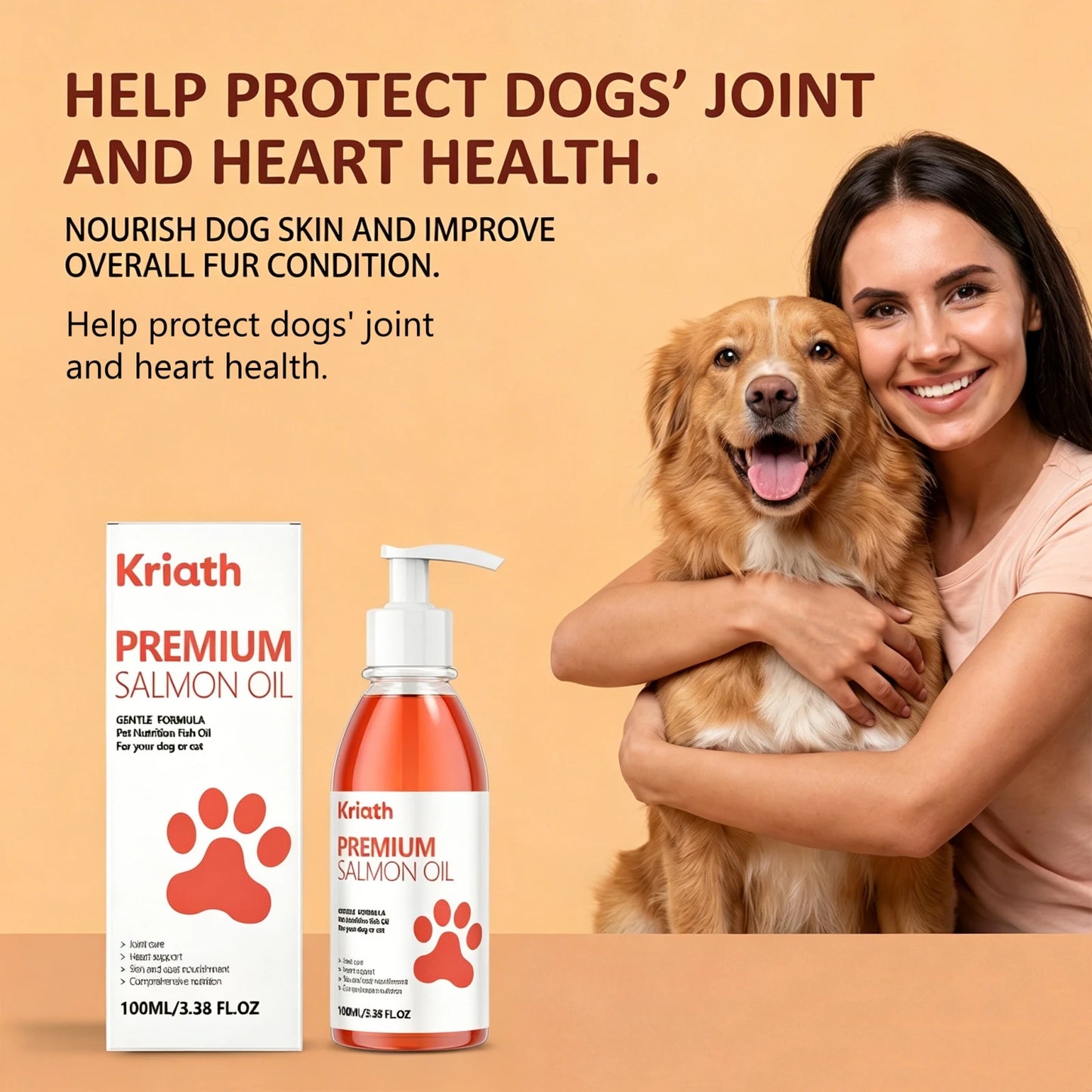 Premium Salmon Fish Oil For Pets Omega 3 Shiny Fur Immune Support Pets Coat Heart Health Dog Cat Heart Skin Nutrition Supplement