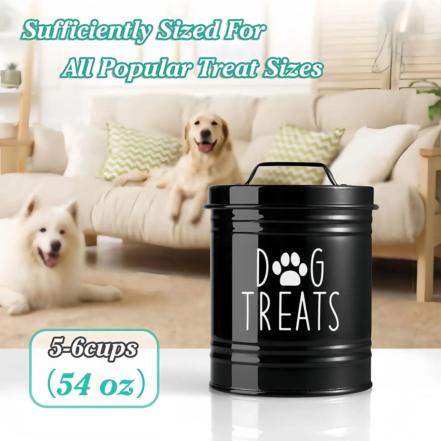 Dog Food Container Airtight Pet Food Storage Bin with Handle and Lid Metal Container for Puppy Cat Bird Feeding Snacks Organizer