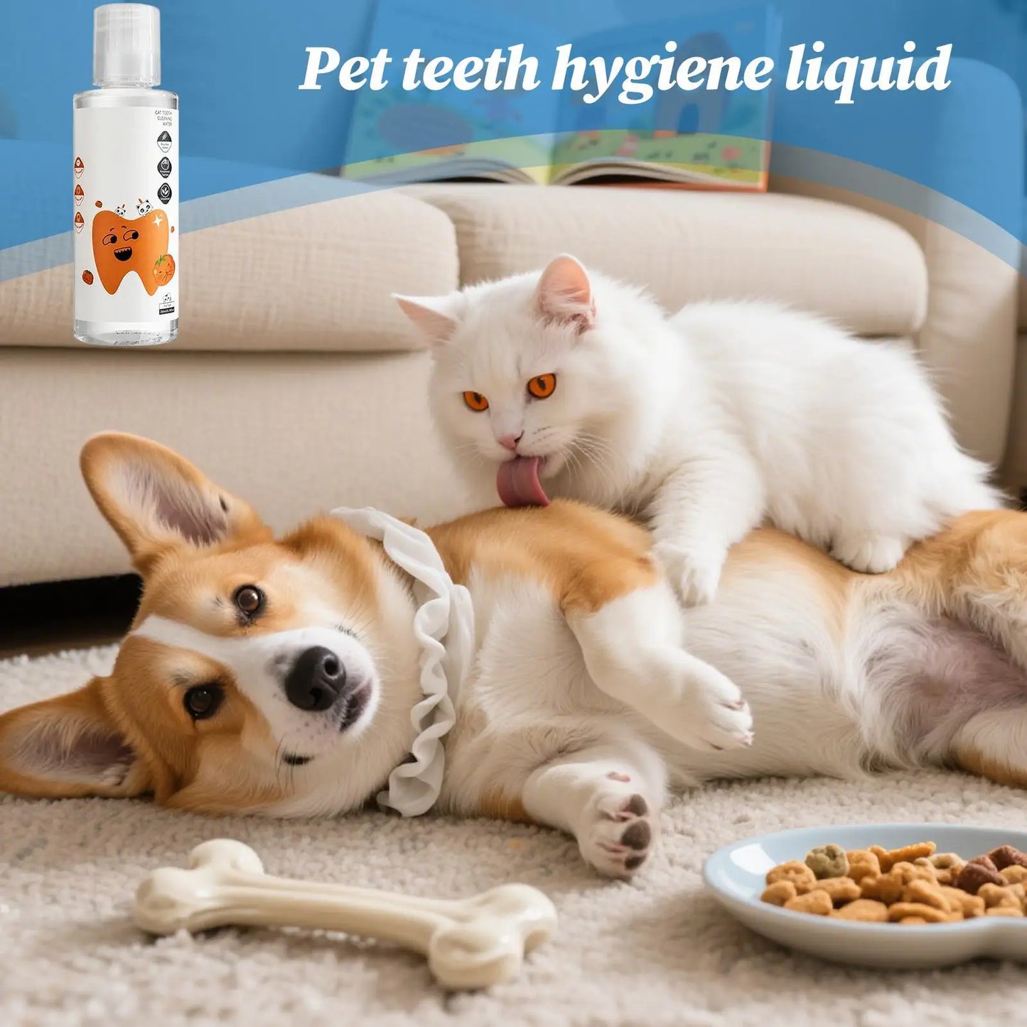 200ml Dog Dental Water Additive Teeth Care Solution Plaque Tartar Remover for Dog Cat Teeth Cleaning Care Natural Breath Remover