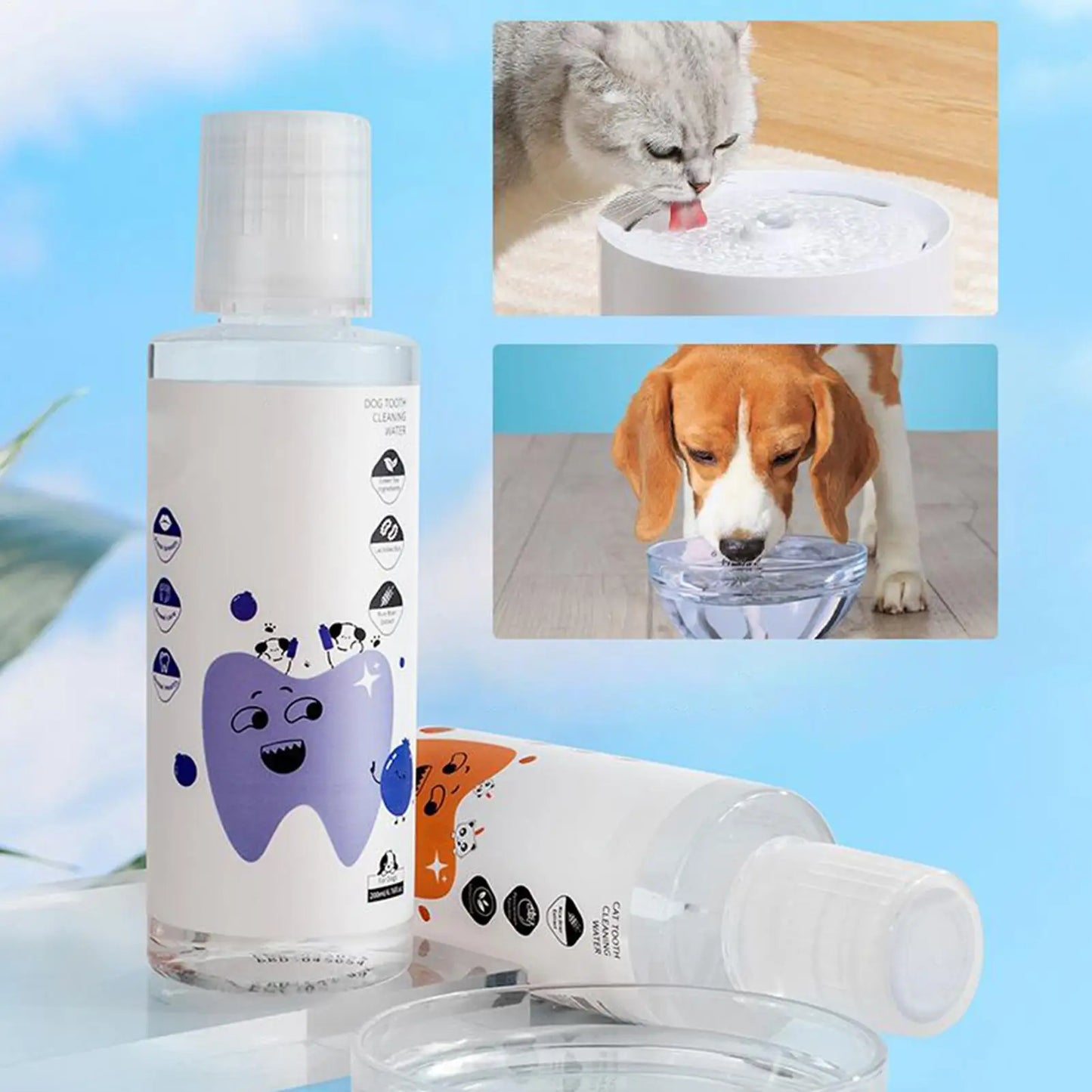 200ml Dog Dental Water Additive Teeth Care Solution Plaque Tartar Remover for Dog Cat Teeth Cleaning Care Natural Breath Remover