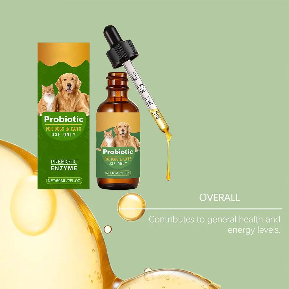 60ML Pet Nutrition Supplement Probiotic Drops Containing Enzymes Used For Pet Digestion And Immune Daily Health Supplement