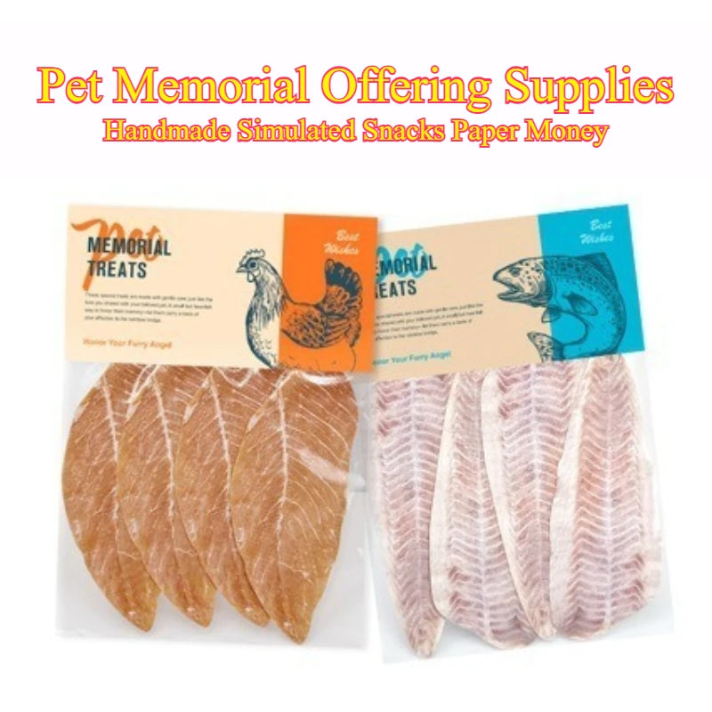 4Pcs Sliced Meat Texture Paper Food Pet Memorial Fake Dogfood for Cats  and Dogs Pet Loss Memorials Chicken Breast Pets Caskets