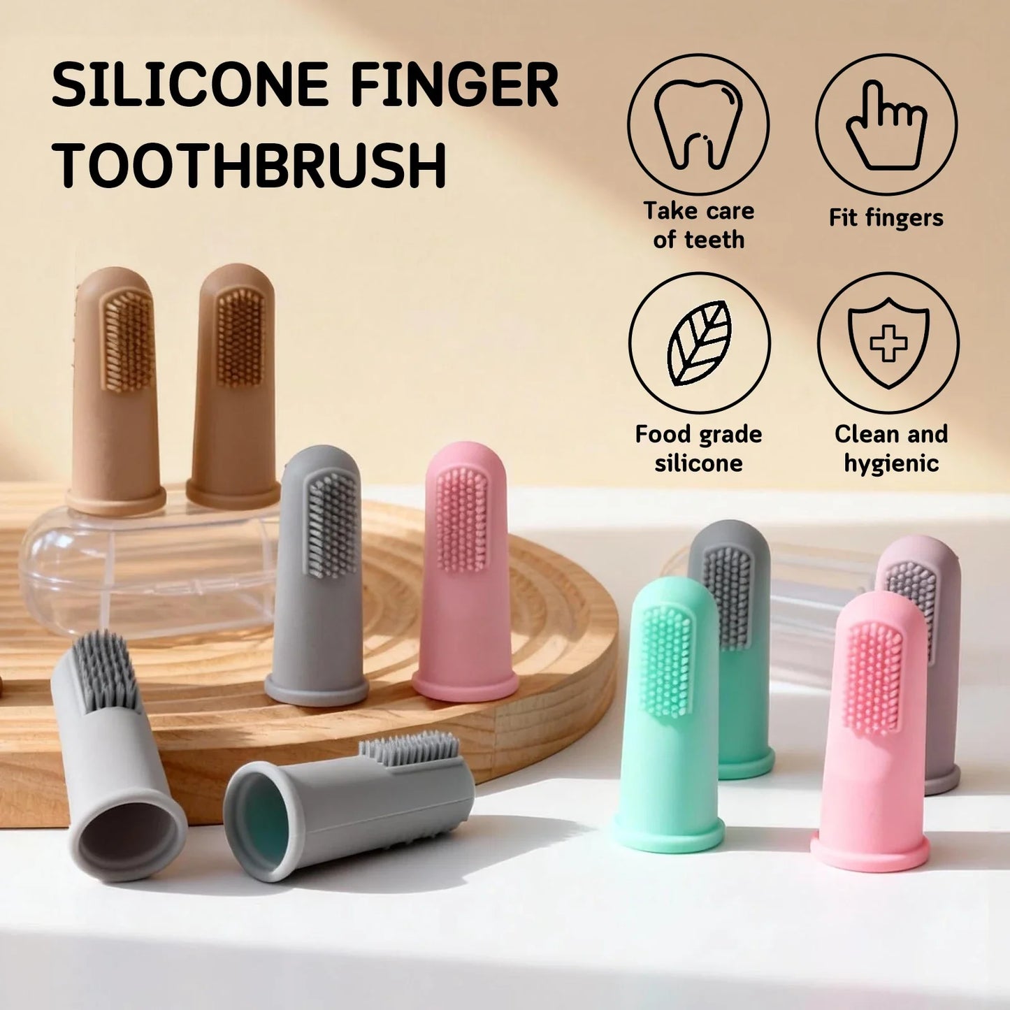 Silicone Pet Finger Toothbrush Soft Dog Cat Teeth Cleaning Brush Food Grade Dental Care Tool