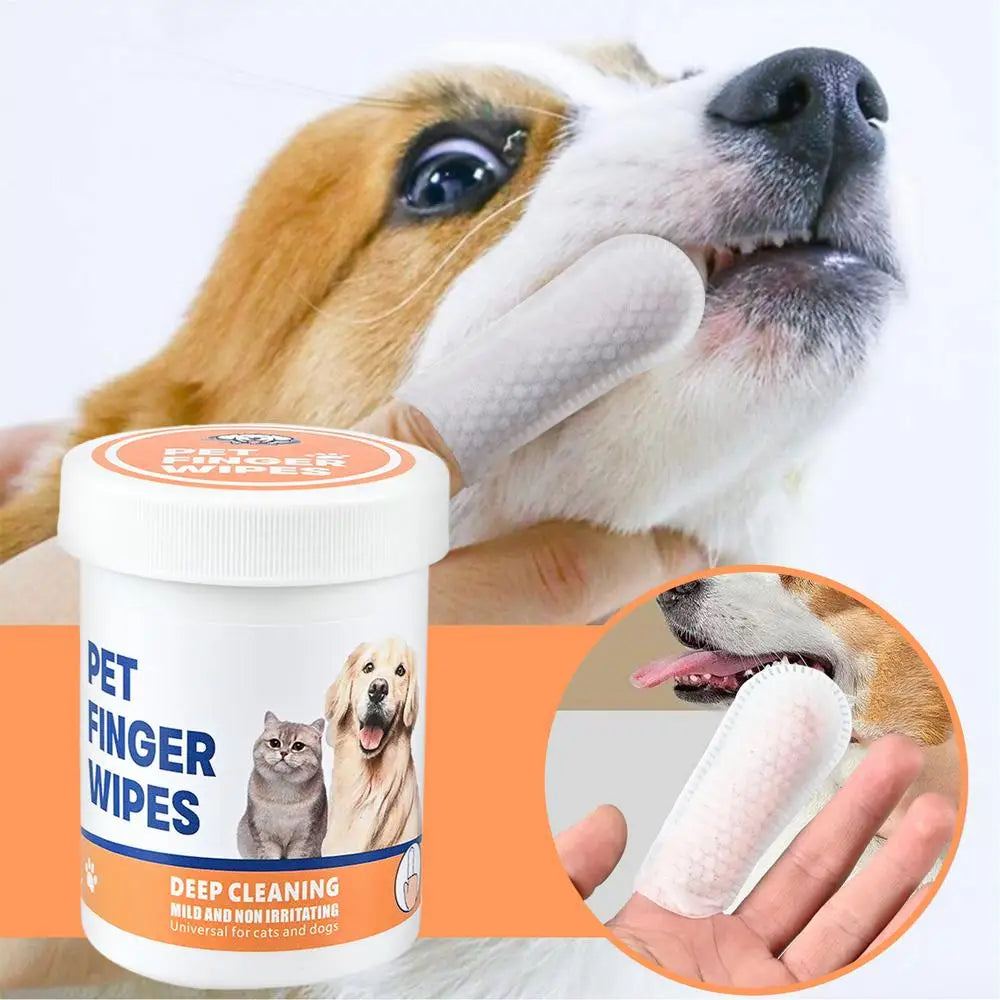 NEW Dog Finger Ear Wipes Soft Finger Cleaning Pads For Dog Ear Safe Plant-Based Cleanser Supplies For Pet Care Grooming Bathing