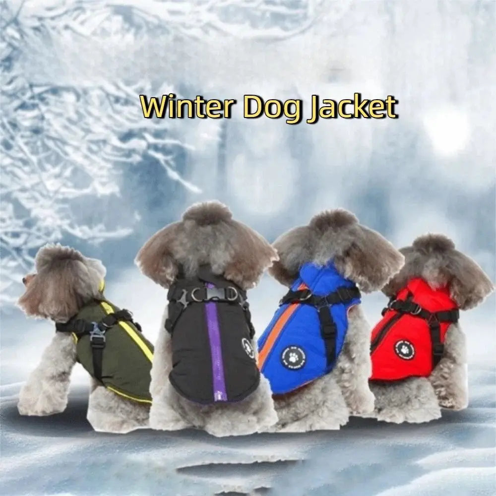 Waterproof Adjustable Dogs Down Clothes Warm Windproof Dog Coat with Harness Soft Dog Jacket for Dogs Cats