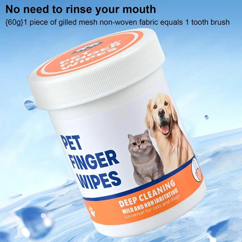 NEW Dog Finger Ear Wipes Soft Finger Cleaning Pads For Dog Ear Safe Plant-Based Cleanser Supplies For Pet Care Grooming Bathing