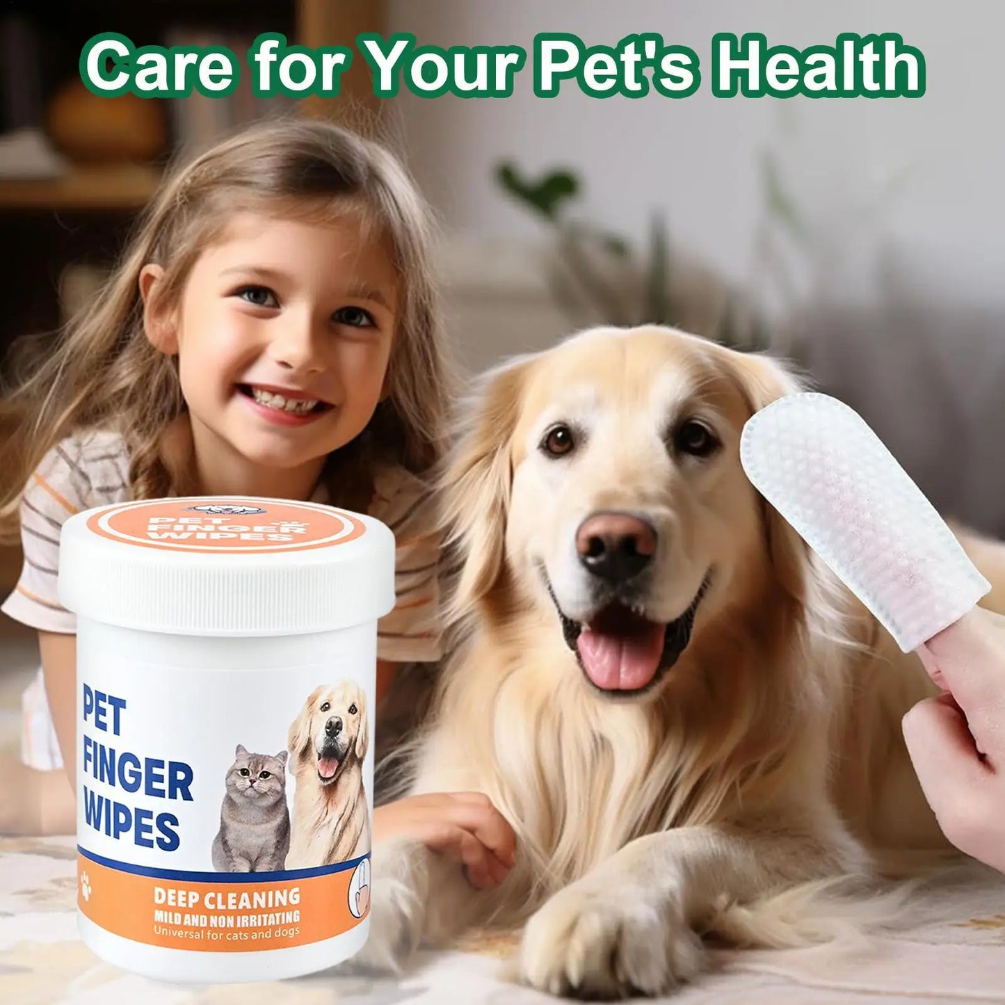NEW Dog Finger Ear Wipes Soft Finger Cleaning Pads For Dog Ear Safe Plant-Based Cleanser Supplies For Pet Care Grooming Bathing