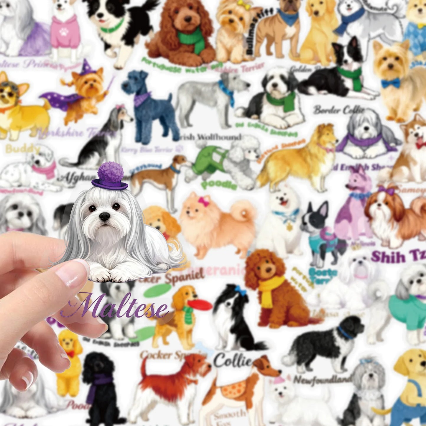 56PCS Cute Various Dog Stickers Cartoon Transparent Graffiti Waterproof Decoration DIY Notebook Mobile Guitar Suitcase Decals