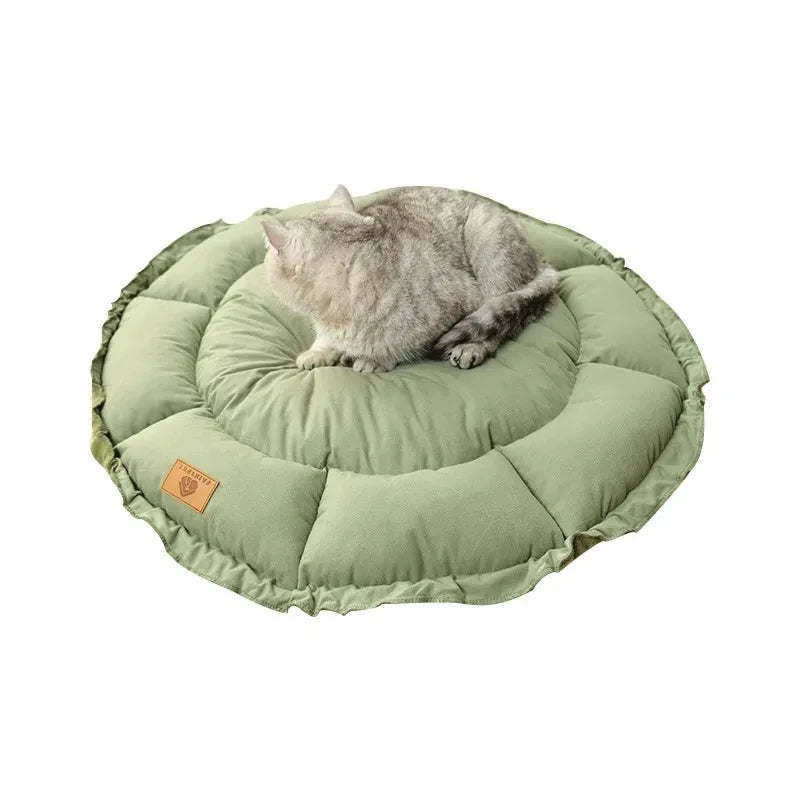 Round Cat Dog Bed Basket Plush Warm Winter Pet Cushion Nest Soft Sofa Sleeping Mat Reversible Shrink Drawstring Bed for Kittens