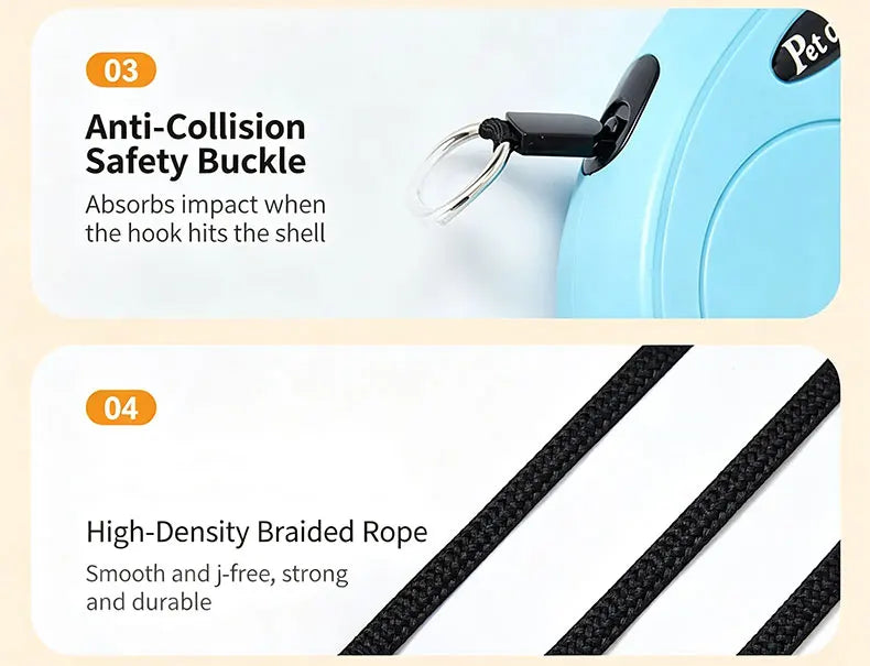 3M/5M Retractable Dog Leash Anti-Burst Dogs Lead for Outdoor Walking One Click Brake Pets Traction Rope for Small Medium Dogs