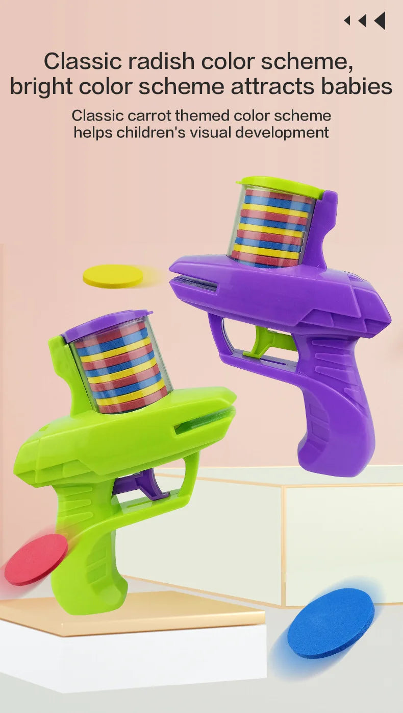 Kids Outdoor Game Foam Disc Gun Toy Flying Disc Shooting Launcher Gun Double Parent-child Interactive Children Toy
