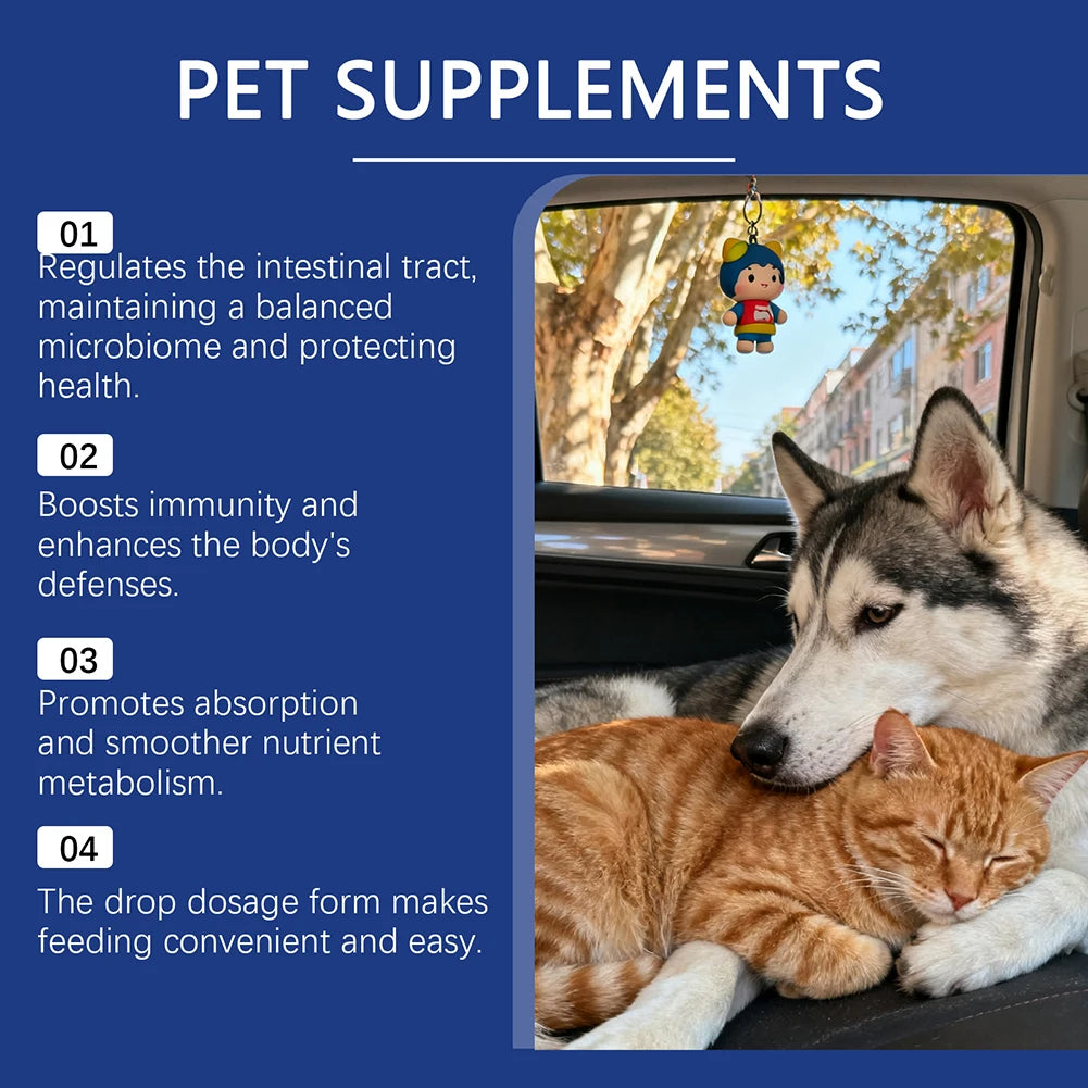 60ml Probiotic Care Drops For Dogs Cats Supports Health Digestion & Immunity Reduces Upset Stomach & Discomfort Health Pet Drops