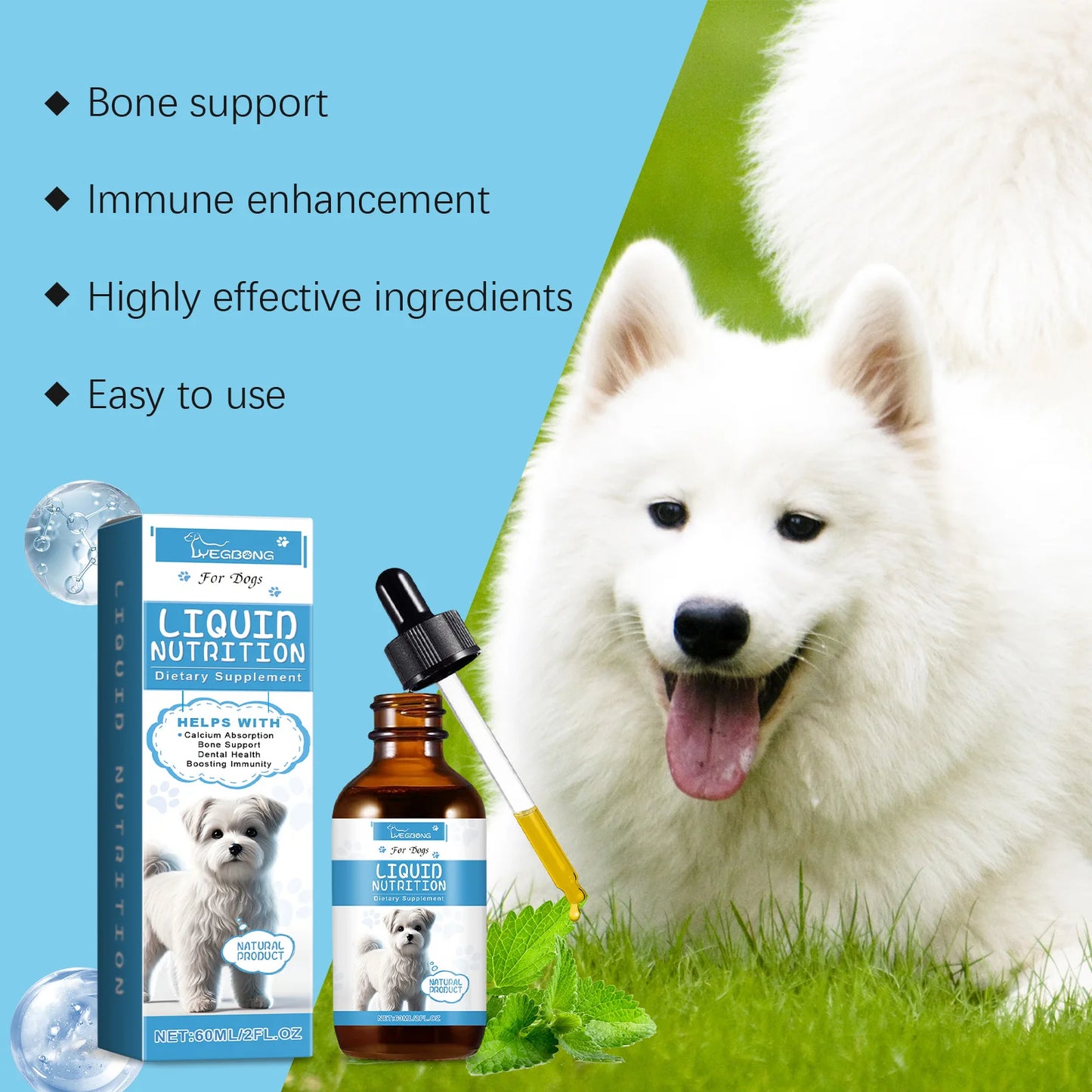 Strong Bones Pet Vitamin Supplement Drops Promote Calcium Absorption Boost Immunity Enhance Vitality Dietary Supplement Drops
