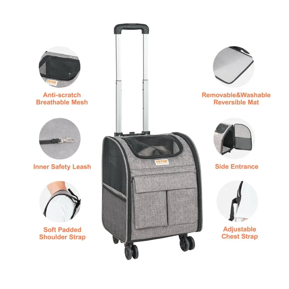 Ye Rolling Pet Carrier Backpack with Removable Wheels for Pets Under 18LBS, Large Soft Sided Wheeled Dog & Cat Travel Carrier, Airline Approved, Upgraded Wheels
